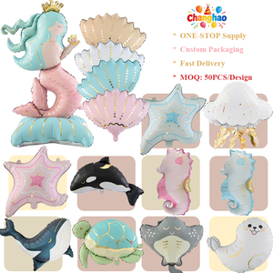 Nouveaux Ballons en Aluminium Thème Sirène Animaux Marins, Forme Coquillage Mat et Baleine, Ballons Hélium Mylar pour Fournitures de Fête d'<span class=keywords><strong>Anniversaire</strong></span> - Product Image 1