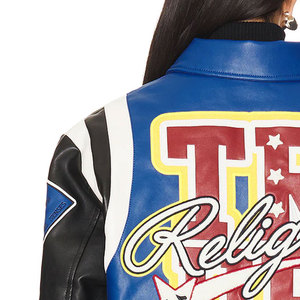 Latest Fashionable Hot Sale <b>Women</b> Baseball Varsity <b>Jacket</b> Stand Printed Canvas Winter Breathable <b>Lightweight</b> OEM Service - Product Image 5