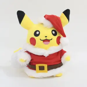 Venta caliente al por mayor Regalos de Navidad Pokemons Peluche de Papá Noel Pikachu