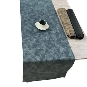 Modern Elegant Beautiful Heat Resistant PU Leather Black Decoration Dining Table Runner for Parties