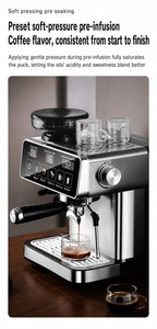 Machine à expresso 20 bars semi-automatique en acier inoxydable 1150W avec écran tactile, pour usage domestique, 11 tasses - Product Image 5