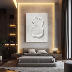 Art mural 3D vertical, art abstrait blanc Wabi, peinture sur toile, peinte à la main, pour la décoration moderne de la maison et des galeries - Product Image 4