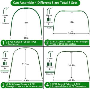 Les cerceaux de serre en plastique antirouille élèvent le <span class=keywords><strong>tunnel</strong></span> avec 24 pièces des pinces Diy Garden Hoop Support Frame Stakes for Raised Garden Beds - Product Image 3