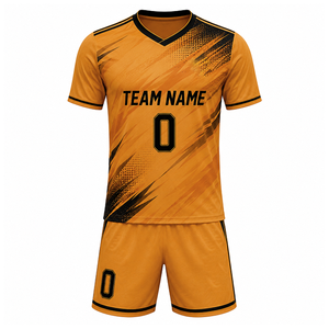 Fournisseur d'uniformes de football OEM, vêtements d'équipe de football personnalisés, maillots en polyester à séchage rapide avec shorts assortis pour l'entraînement - Product Image 2