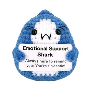 Muñecos de Ganchillo de Tiburón Positivo, Regalos de Apoyo Emocional, Divertidos Tiburones Tejidos Azules para Animar el Espíritu, Decoraciones para Aniversarios y Cumpleaños - Product Image 1