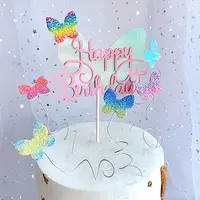3 pçs toppers de bolo de borboleta roxa, toppers de cupcake de borboleta  feliz aniversário ouro feliz aniversário bolo topper para meninas  decorações de festa de aniversário feminino - Temu Portugal