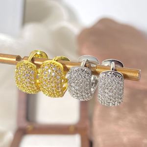 Wholesale Bulk Micro Paved Zirconia Hoop Earrings 18K Gold Plated Jewelry Dainty <b>Huggie</b> Earrings for Girl - Product Image 1