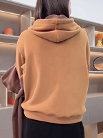 Sweat à capuche double face en polaire 500g brodé de lettres, style coréen, à manches longues, pour femme, collection automne