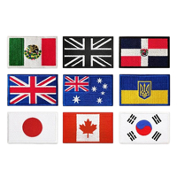 ODM 2.5*1.5CM Badges en tissu brodés thermocollants à motif drapeau multinations avec fixation auto-agrippante, certifiés CE, patchs tissés pour fans de sport, sacs à dos et chapeaux
