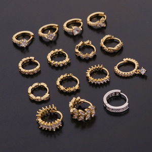 Aros de Oro ZF con Cierre de Clic para Cartílago, Rook, Órbita, <span class=keywords><strong>Piercing</strong></span> de Oreja para Mujer, Cobre con Circonita Cúbica, Aros de Oro y Plata - Product Image 2