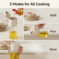 Dispensador de Aceite de Cocina 2 en 1, de Vidrio de Grado Alimenticio, 600 ml, Hermético, Apto para Lavavajillas, Antiderrames, Rociador de Aceite para Freír