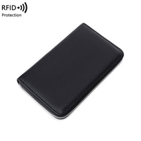 Portefeuille de voyage zippé anti-RFID en gros, porte-cartes accordéon multi-fentes, pochette de passeport grande capacité