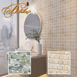 Carrelage mural en mosaïque de marbre de style arcade décor à la maison caractéristique chic couvrant la façade de dosseret moderne transformer la conception minimaliste - Product Image 1