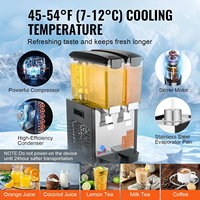 Distributeur de boissons réfrigérées commercial à 2 réservoirs en acier inoxydable avec machine à thé glacé et boissons froides 220V pour restaurants et bars