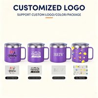 Mug à café isotherme empilable en acier inoxydable 16 oz avec logo personnalisé, double paroi, tasse de voyage thermique avec couvercle pour le camping