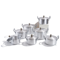 En gros, Batterie de cuisine en aluminium 14 pièces, comprenant une marmite à soupe et des casseroles épaissies, pour cuisine et restaurant