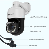 Caméra de sécurité extérieure 4COVR 8MP PTZ Dome avec zoom optique 20X, suivi automatique, étanche IP67, double éclairage, vision nocturne couleur