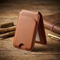 Portefeuille magnétique fin en cuir PU personnalisé avec support de téléphone et fenêtre d'identification pour iPhone