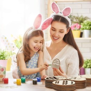 Decoraciones Colgantes de Madera DAMAI, Adornos de Madera para Colorear DIY, Pollo, Conejo, Huevos de Pascua, Colgante de Madera, Decoración para Fiestas y Hogar - Product Image 4