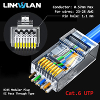 Linkwylan connecteurs réseau à prise modulaire CAT6 CAT5e Pass pour EZ RJ45 UTP 1.0-1.1mm trous d'épingle pour câble Ethernet PC pour l'alimentation