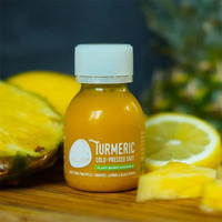 Bouteille de jus de gingembre en plastique PET de 60 ml, forme ronde, prix d'usine, avec bouchon à vis, bouteille de 2 oz pour jus et boissons énergisantes