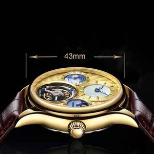 Montre mécanique de luxe pour hommes, squelette, tourbillon, bracelet en cuir véritable, verre saphir, design original - Product Image 6