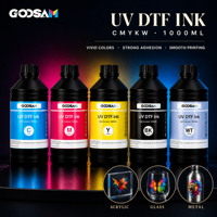 Encre UV DTF Premium Goosam 1000ml CMYKW pour têtes d'impression Epson XP600 I3200 I1600 DX5 DX7 TX800 Encre pour imprimante UV DTF OEM ODM