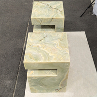 Nouvelle table d'appoint rectangulaire en marbre onyx vert pour la décoration intérieure