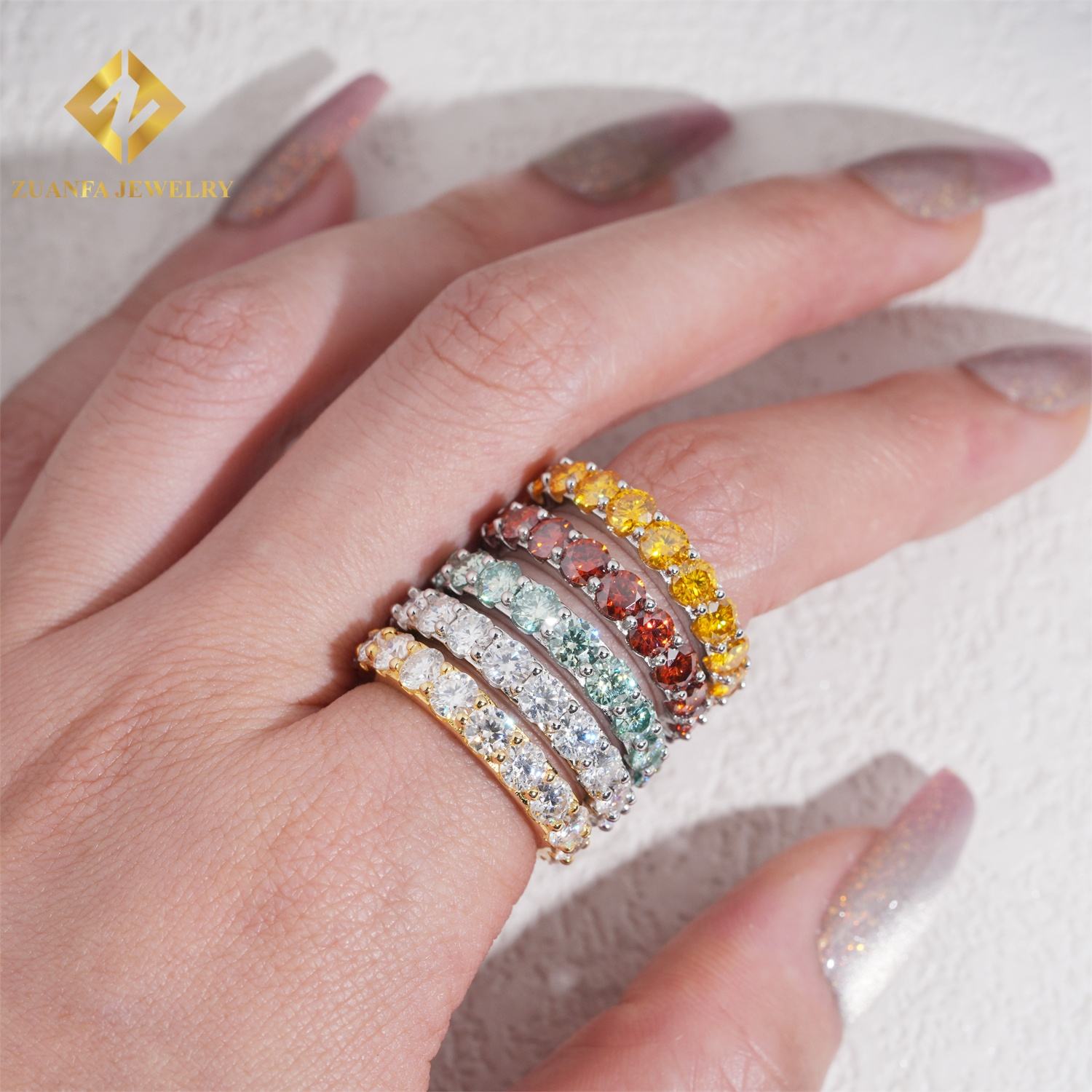 Yellow moissanite white gold plated