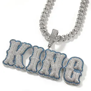 Nova Chegada Hip Hop Osso Conjunta Personalizado Iced Out Carta Pingente Personalizado Nome Colar para Homens