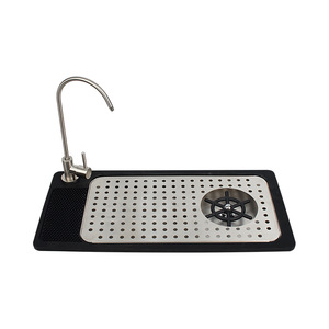 Enjuagador de Vasos con Tabla de Drenaje y Grifo, Estación de Lavado de Vasos Automática de Acero Inoxidable para Cafetería y Restaurante - Product Image 1