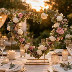Support de fleurs en métal en forme de cœur pour centre de table de mariage, décoration de table, support d'arche de roses DIY pour fête - Product Image 2