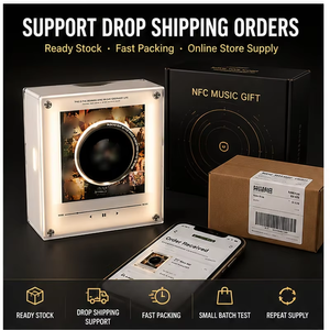 Reproductor de CD NFC CustomDrake, Imán para Refrigerador, Canción DIY, 9 Discos de Vinilo, Decoración Coachella, Luz Nocturna Giratoria - Product Image 4