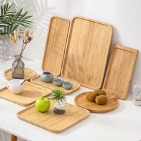 BAMBOOHOMIE Assiettes jetables en bois simples pour la maison et les restaurants, plateau de service en bambou