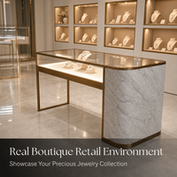 Vitrine de présentation de bijoux de luxe sur mesure avec armoire en verre et acier inoxydable, mobilier de vente au détail à LED pour boutique