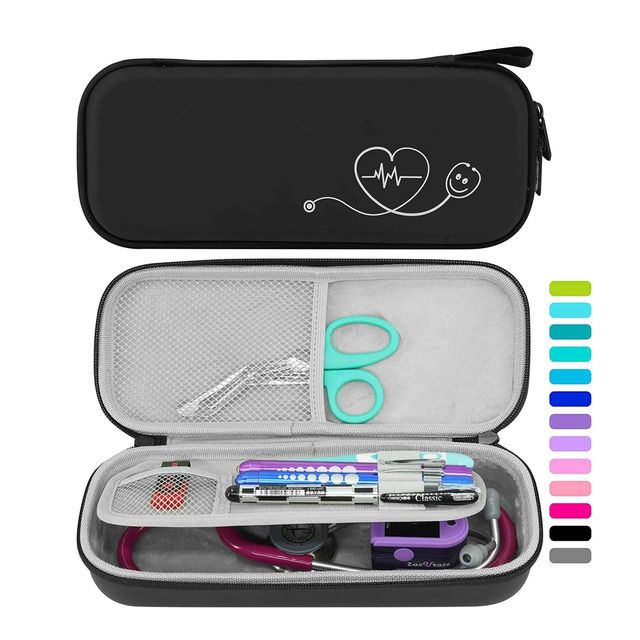 Customizable Hard Stethoscope Case with EVA ID Slot and Mesh Pocket Tool Cases for Nurse Accessories OEM/ODM Supported
