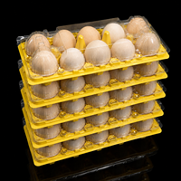 Lot de 10 boîtes à œufs en plastique PET de qualité alimentaire, transparentes, à clapet, avec base jaune, empilables, pour fermes avicoles, emballage OEM