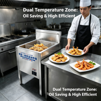 Friteuse électrique commerciale Hansu 25L à double température avec affichage numérique, température constante, en acier inoxydable SUS304 épaissi, pour snacks