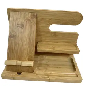 Cellphone Stand Watch Holder Men Wood Mobile Base Nightstand Docking Station