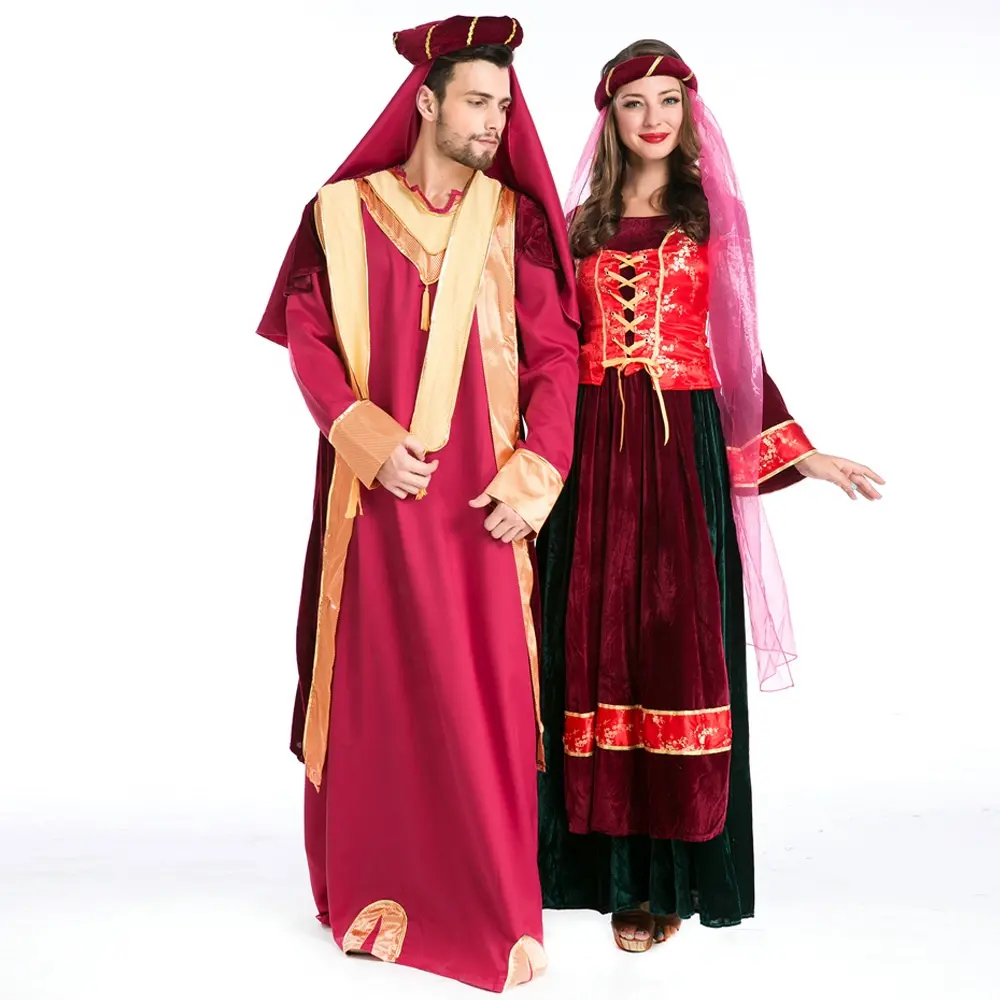 Novo Design Engraçado Sheik Árabe Deserto Príncipe Aladdin Cosplay Traje Do Partido Adulto Princesa Traje de Halloween Para Casais
