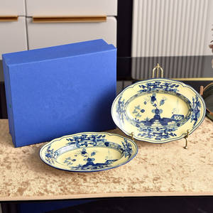 Juego de Vajilla de Porcelana de 2 Piezas con Diseño Retro Ecológico Europeo, Plato Ovalado para Decoración del Hogar y Bodas - Product Image 3