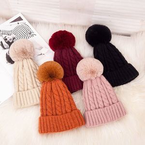 Wholesale Fashion Women Pom Pom Beanies Lady Knitted Beanie Cap Knitted Fleece Lining Winter Warm Beanie <b>Hats</b> - Product Image 1