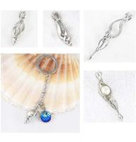 Pendentif en forme de cœur plaqué argent pour femme, avec chaîne à maillons et support cage, idéal pour la création de bijoux (vente en gros)