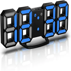 Amazon Electronic Hot Sale 3d Led Wall Digital Clock Plastic with 3 Brightness Adjustable