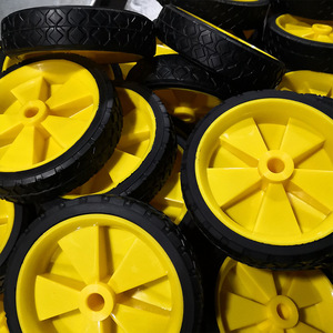 Solid Rubber Wheels 6 Inch Yellow Heavy Duty Caster Wheels <b>For</b> <b>Tool</b> <b>Carts</b> Handcart Parts - Product Image 3