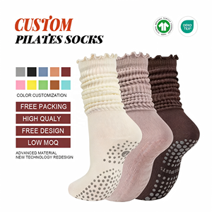 Grip Pilates <strong>Socks</strong> for Women, Yoga Slouch <strong>Socks</strong> with Grip for Barre Workout Hospital Long Scrunch <strong>Slipper</strong> <strong>Socks</strong> - Product Image 1