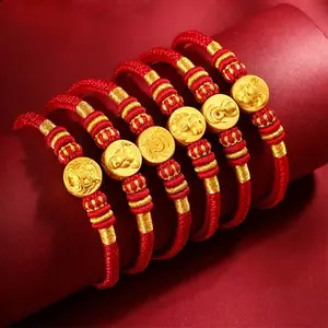 Роскошный модный браслет из чистого золота AU99, 24 к, 12 китайских зодиаков, Изящные Ювелирные изделия, женские свадебные браслеты для невесты