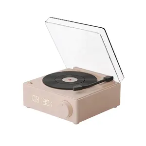 Creative Gift Retro Vinyl Record Player Wireless Speaker Portable Bluetooth Speaker with LED Alarm Clock Mini Plastic OEM Active