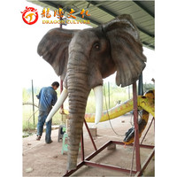 Fournisseur chinois de premier plan, meilleur prix, statues d'animaux de simulation, sculpture de tête d'éléphant géante en fibre de verre grandeur nature pour parc d'attractions