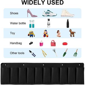 RV Shoe Pockets 10 Pockets Hanging Storage Organizer with Hooks for Bedside Use <b>Black</b> Oxford Cloth - Product Image 2